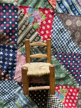 Small Wood & Jute Chair Decor 4.5” tall